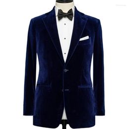 Men's Suits Costume Royal Blue Velvet Men Suit Jacket For Groom Wear Blazer Notched Lapel Custom Prom Party Stage Male Tops Dress