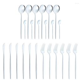 Flatware Sets Kitchen Silverware Set Stainless Steel Cutlery For 6 People Easy To Clean Multi-Purpose Accessory Lunch