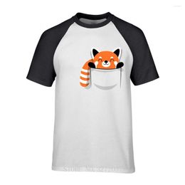 Men's T Shirts Pocket Red Panda Men Cotton Printed Design Fashion Summer Short Sleeve T-shirt Girl White T-Shirts