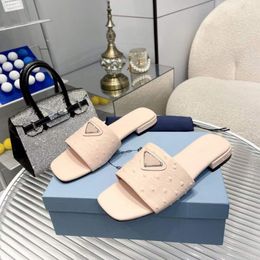 Fashion Luxury Women Slippers Monolith Sandals Slides Beach Fun Simple Flats Sliders Italy Originals Rubber Calfskin Designer Summer Novelty Slipper Box EU 35-43