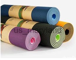 Yoga Mats TPE Mats Fitness Mat 6mm For Fitness Exercise Pilates Gym No-slip Double Side Environmental Green Mat 183*61*0.6 J230506