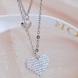 Chains TJ2023 Fine Jewellery Solid 18K Gold Double Layers Nature White Diamonds Pendants Necklaces For Women Birthday's Presents