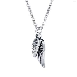 Pendant Necklaces Hipster "Angel's Wing Feathers Hip Hop Street Male Restoring Ancient Ways Of Titanium Steel