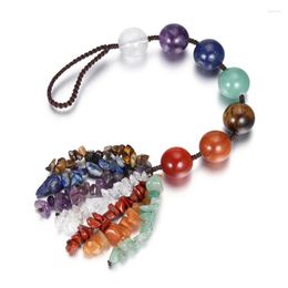 Pendant Necklaces KFT Natural Healing 7 Chakra Round Stone Beads Quartz Reilki Car Crystal Hanging Ornament Decor Accessories For Women Men