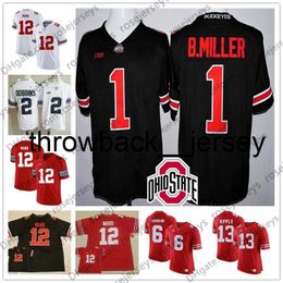 thr Ohio State Buckeyes #1 Braxton Miller 5 12 Denzel Ward 4 Curtis Samuel 6 Sam Hubbard 13 Eli Apple White Red Black Jersey