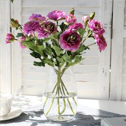 Decorative Flowers Artificial 6-head Ranunculus Home Table Decoration Dew Lotus Wedding