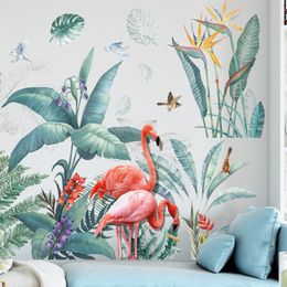 Large Size Flamingo Grass Wall Stickers for Living room Bedroom Baseboard Removable DIY Wall Decals Art Home Decor Stickers
