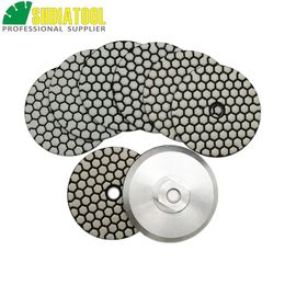 Polijstpads SHDIATOOL 7pcs 4inches B dry Diamond polishing pads with a M14 Aluminum base backer 100MM Resin bond diamond Grinding disc