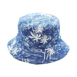 Wide Brim Hats 2019 Trees Print Cotton Barrel Fisherman Outdoor Travel Sun Hat Men and Women 263 G230603