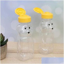 Storage Bottles Jars 12Pcs 240Ml Plastic Squeeze Connt Bear Shape Honey Sauce Mustard Jam Dispenser 210626 Drop Delivery Home Gard Dhxpc