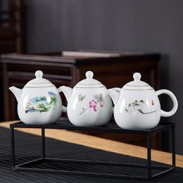 Teaware High quality white porcelain teapot Exquisite Enamel Color Teapot With Tea Strainer handmade ceramics Teaware Tea set