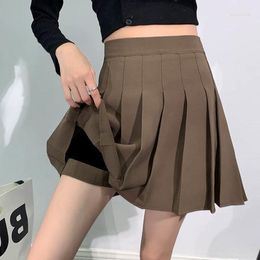 Skirts 2023 Korean Version Pleated Skirt Women's Summer Retro Japanese College Style High Waist Anti-voyeur A-line