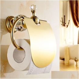 Toilet Paper Holders Tuqiu Roll Holder Gold Total Brass Luxury Crystal Decoration Waterproof Tissue Box Drop Delivery Home Garden Ba Dhnxz