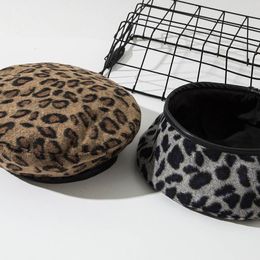 Berets Leopard Beret Party Outdoor Multifunction Decorate Hat Women Leisure Flat Top 56-58cm Fashion Cap