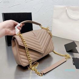 2023-New Lady Evening Bags Gold Chain Flap Fashion Clutch Medium Size Leather top handle Handbag Womens Designer Messenger Shoulder Bag