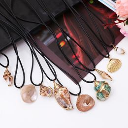 Pendant Necklaces MINHIN Shell Leather Necklace For Women Collier Femme Cute Cowrie Jewelry Gift Party