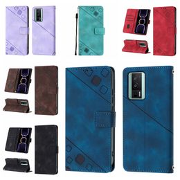 Fashion Leather Wallet Cases For Redmi Note 12S 4G Sony Xpeira 1 10 V 2023 Xiaomi POCO F5 Pro 5G Cube Imprint Hand Feeling Skin Feel Credit ID Card Slot Holder Flip Pouch