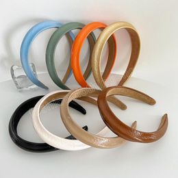 Fashion Hairband For Women Solid Colour Shining PU Leather Headband Summer Headwear Hair Accessories