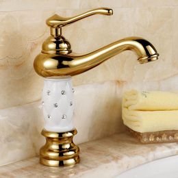 Bathroom Sink Faucets Classics Luxury Soild Copper Gold Finish Faucet Golden Basin Tap Single Handle Deck Mount