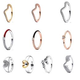 Pandora-925 Sterling Silver Rings Van Pandoradi's New Dual Colour Sliding Heart Shaped Ring for Girls' Rings