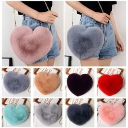 Valentines Day Gilrs Candy Colors One-Shoulder Bags Party Favor Cute Love Heart Shape-bag Plush Fashion Lovely Bag Gift FY3634