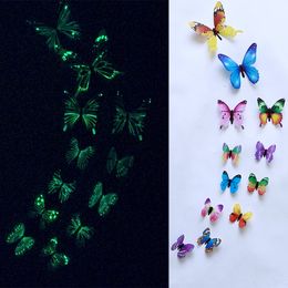 12Pcs/Set Luminous Butterfly Wall Stickers Living Room Butterflies For Wedding Party Decoration Home 3D Fridge Decals Wallpaper