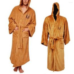 Men's Sleepwear Daily Wear Skin-touch Star Pattern Pockets Robe Bathrobe For Bedroom