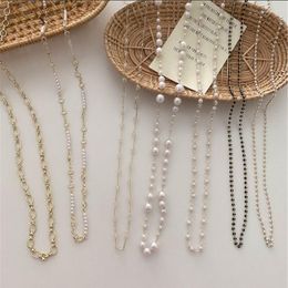 Chains Korean Retro Transparent Beaded Chain Necklace Mask Wild Glasses Imitation Pearl Universal Wholesale.