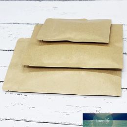 100pcs kraft brown flat bottom packaging bags eco-friendly food storage packing zip lock pouches anti-moisture Aluminium foil bag