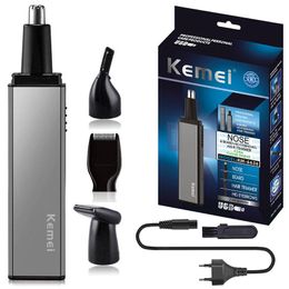 Trimmers Keme 6636 Rechargeable 4in1 Nose Ear Hair Trimmer For Men Micro Electric Beard Eyebrow Trimmer For Nose Ear Men's Groomer Kit