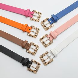 Belts Geometric Needle Buckle Belt For Women's High-end Decorative Candy Colored Suit Orange Rose Red Black