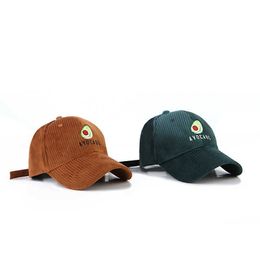 Ball Caps Fruit Embroidery Corduroy Casquette Warm baseball cap Adjustable Button Hat for Men and Women G230606