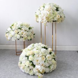 Decorative Flowers Rose Hydrangea Simulation Flower Ball Wedding Scene Centre Decoration Frame Table Shelf Party Stage