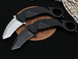 Heiß! Flipper Klappklauenmesser N690 Karambit-Messer mit schwarzer Titanbeschichtung / weißer Steinwaschklinge mit Aluminiumgriff