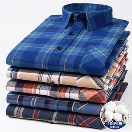 Men's Casual Shirts Arrival Spring Autumn Brushed Cotton Plaid Long Sleeve Large Men's Shirt Plus Size S M L XL 2XL 3XL 4XL 5XL 6XL
