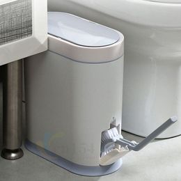 Waste Bins Narrow Bathroom Smart Trash Can With Toilet Brush Electronic Automatic Waste Garbage Bintoilet Waterproof Smart Sensor Trash Bin 230605