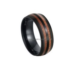 Band Rings Stainless Steel Wood Double Row Ring For Men Women Fashion Fine Jewelry Gift Will And Sandy Drop Delivery Dhb7I