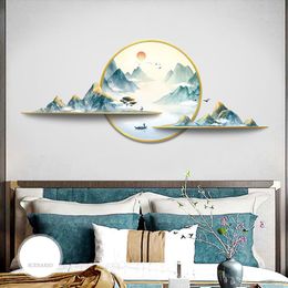 creative Chinese style Wall art Stickers Decorative Painting Wallpaper Living Room Background Mountain Landscape Scenery Decals