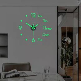 Wall Clocks 3D Luminous Sticker Clock Frameless Modern Mirror For Home Office El School Decoration