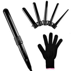 Curling Irons DODO Pro 5 Part Interchangeable Hair Curling Iron Machine Ceramic Hair Curler Multi-size Roller Heat Resistant Glove Styling Set 230605