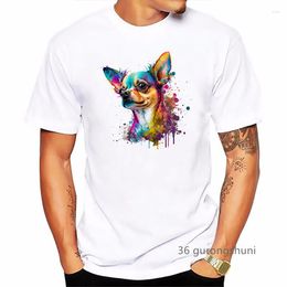 Men's T Shirts Colourful Chihuahua/Boxer Dog/ Yorkshire Terrier/German Shepherd/Dachshund Print Shirt Men Kawaii Dog Lover Tshirt Homme Tops