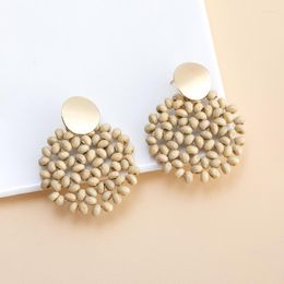 Dangle Earrings Fashion Boho Beads Ladies Vintage Round Wooden Drop Beaded Jewellery 2023