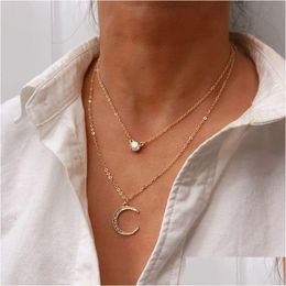 Pendant Necklaces Bohemian Jewelry 2022 New Fashion Pop Moon Mtilayer Necklace Female Wholesale Christmas Women Gifts Drop Delivery P Dhn2M