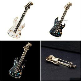Pins Brooches Retro Guitar Brooch Pins Musical Instrument Colorf Shell Cor For Women Men Fashion Jewellery Drop Delivery Dh4Zs