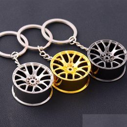 Keychains Lanyards Metal Wheel Hub Key Rings Sports Car Keychain Pendant Sier Gold Fashion Jewelry Bag Hangs Drop Ship Delivery Ac Dhhxz