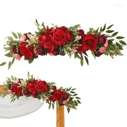 Decorative Flowers Flower Swag Rustic For Wedding Arch Artificial Green Leaves Rose Door Wreath Home Decoration