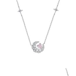 Pendant Necklaces Fashion Sier Colour Moon Star Necklace Crescent Clavicle Chain Choker For Women Jewellery Drop Delivery Pendants Dhqp3