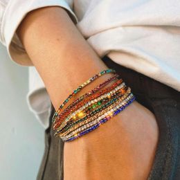 Charm Bracelets Creative Colorful Crystal Elastic Bracelet Multi-color Cubic Zirconia Adjustable Bangle Glamour Women Jewelry