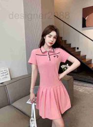 Basic & Casual Dresses designer Women's 23 Spring/Summer New Polo Collar Academy Age Reducing Style Sports Slim Panel Short Sleeve Dress ACH7