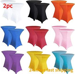 Table Cloth 2pc Multi-color Stretch Round Tablecloth Cocktail Spandex Bar El Wedding Party Cover 60/80cm Diameter